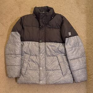 GAP Men's Black and Gray Puffer Jacket
